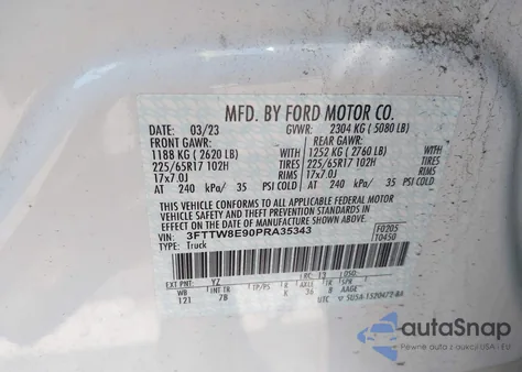 2023 Ford Maverick Xlt z USA, uszkodzony, nr VIN 3FTTW8E90PRA35343